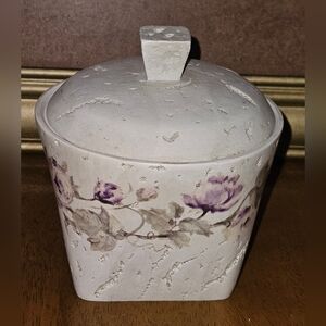 Croscill Chambord Countertop Floral Purple Roses Lidded Jar